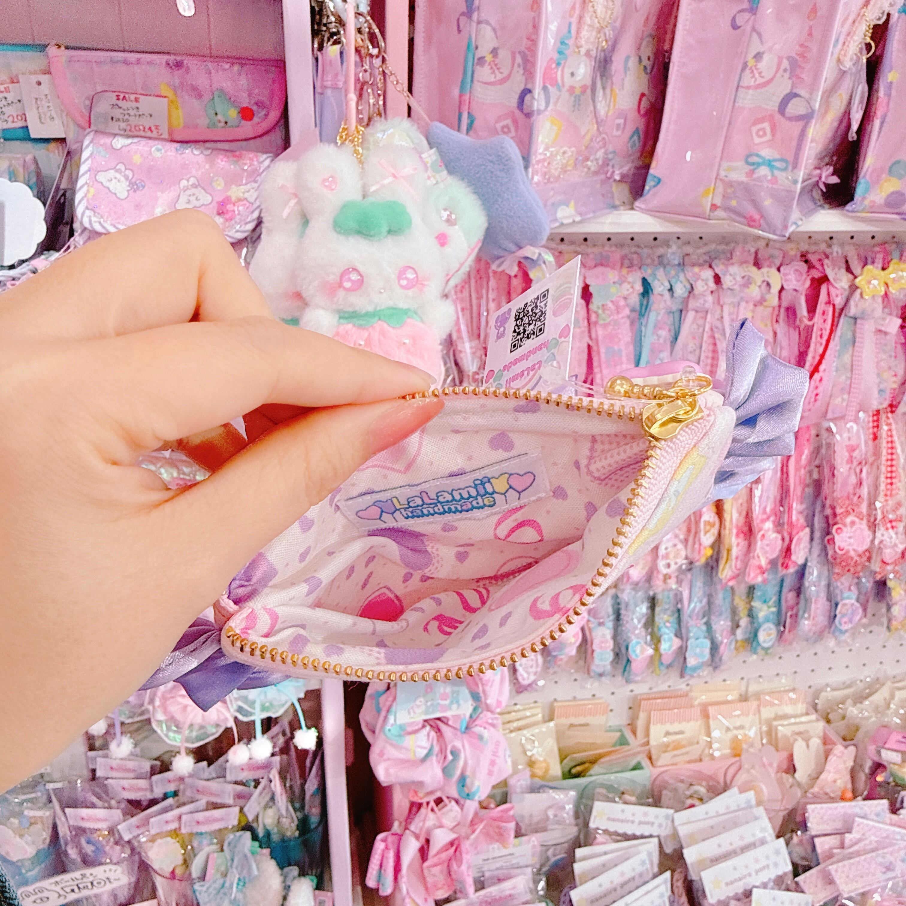 【E3】103-12サテンフリルコットンレースミニポーチ