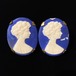 Porcelain blue cameo oval big earrings