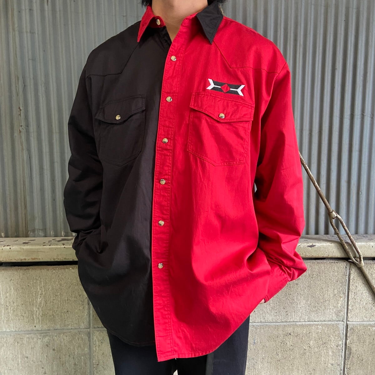 LEONARD FASHIONカンカン長袖シャツ パイソン柄 レッド42