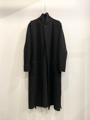 T/f Lv6 boucle knit gown coat - complete black garment dyed