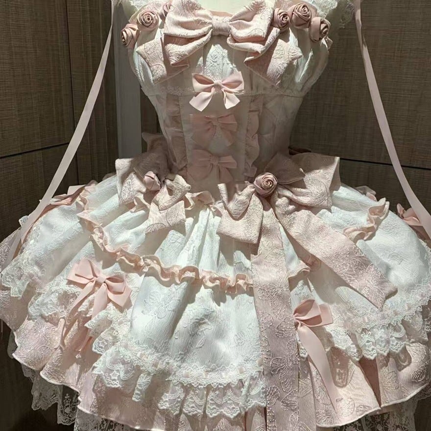 甘ロリ｜リボン×レース装飾ワンピース ヘッドドレス付き｜SEASONZ