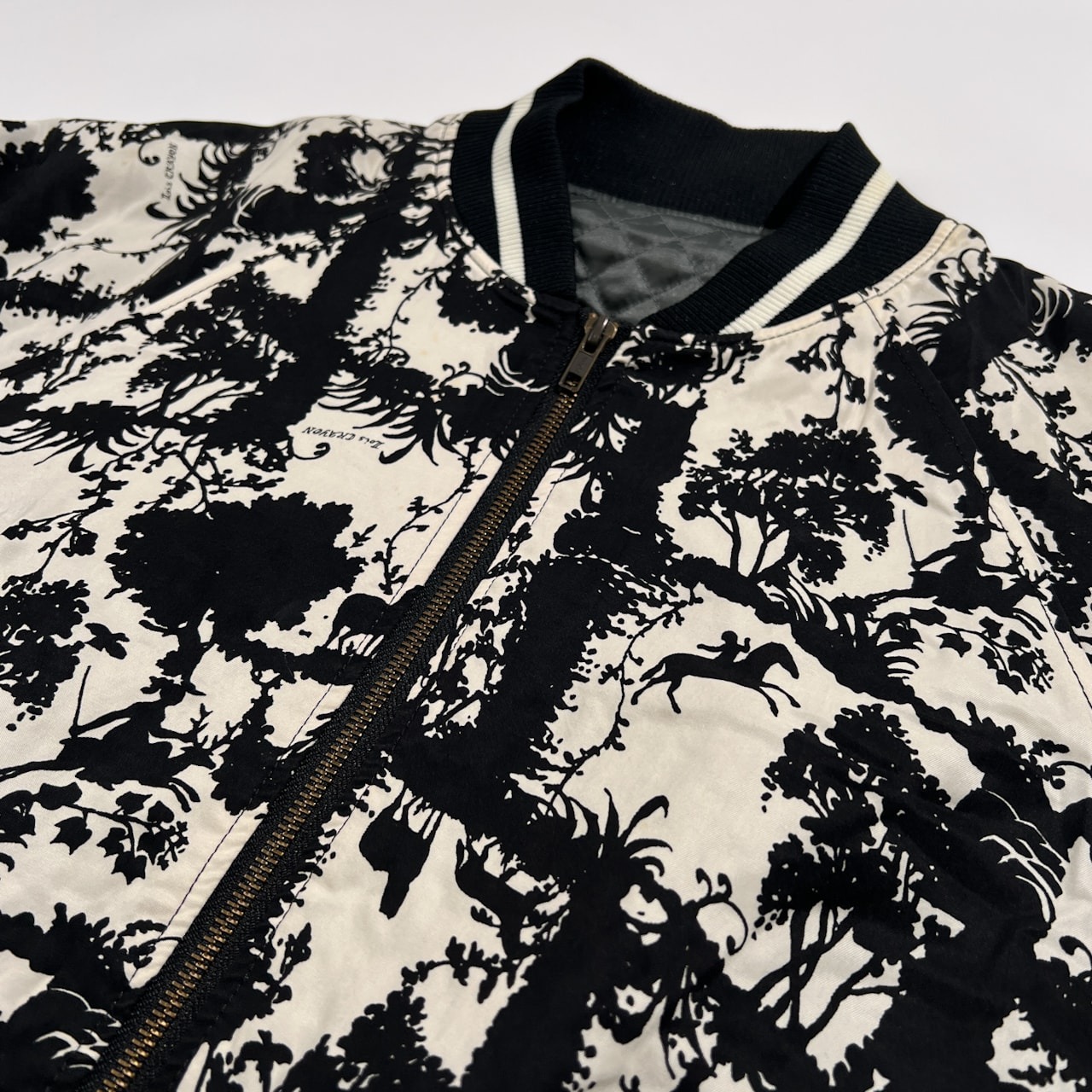 Lois CRAYON ロイスクレヨン 総柄 ダブルジップ ジャケット サイズ M /モノトーン ブラック×ホワイト/日本製