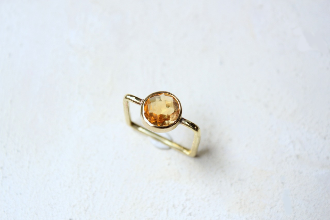 スクエアリング/真鍮/シトリン