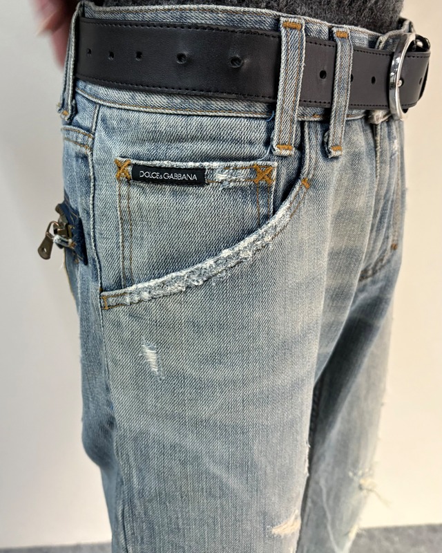 【DOLCE&GABBANA】damaged straight denim