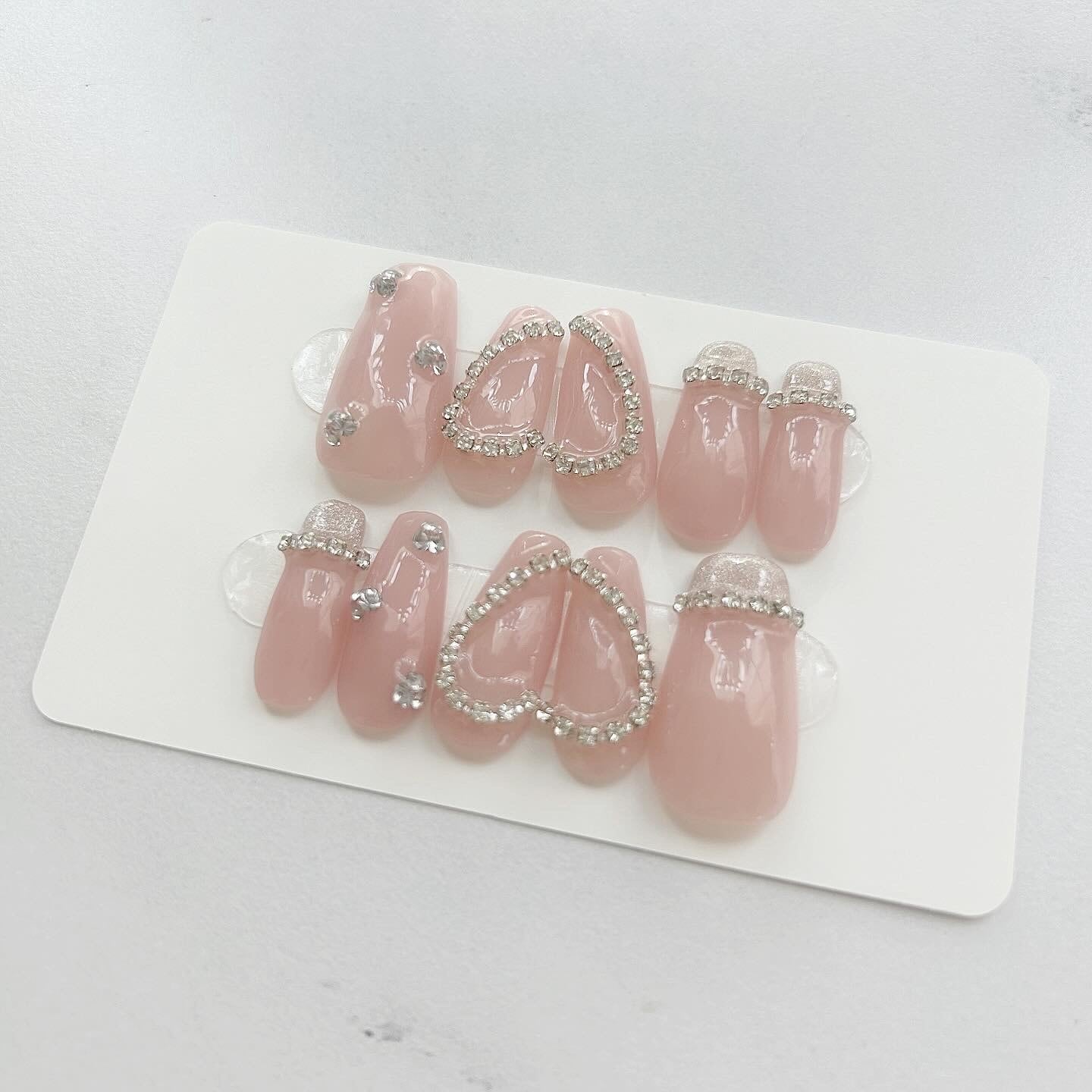 ネイル ネイルチップオーダー マグネット ワンホン ちゅるん ハート 韓国 ネイルチップ マグネット 韓国 量産型 フレンチ 白 ワンホン