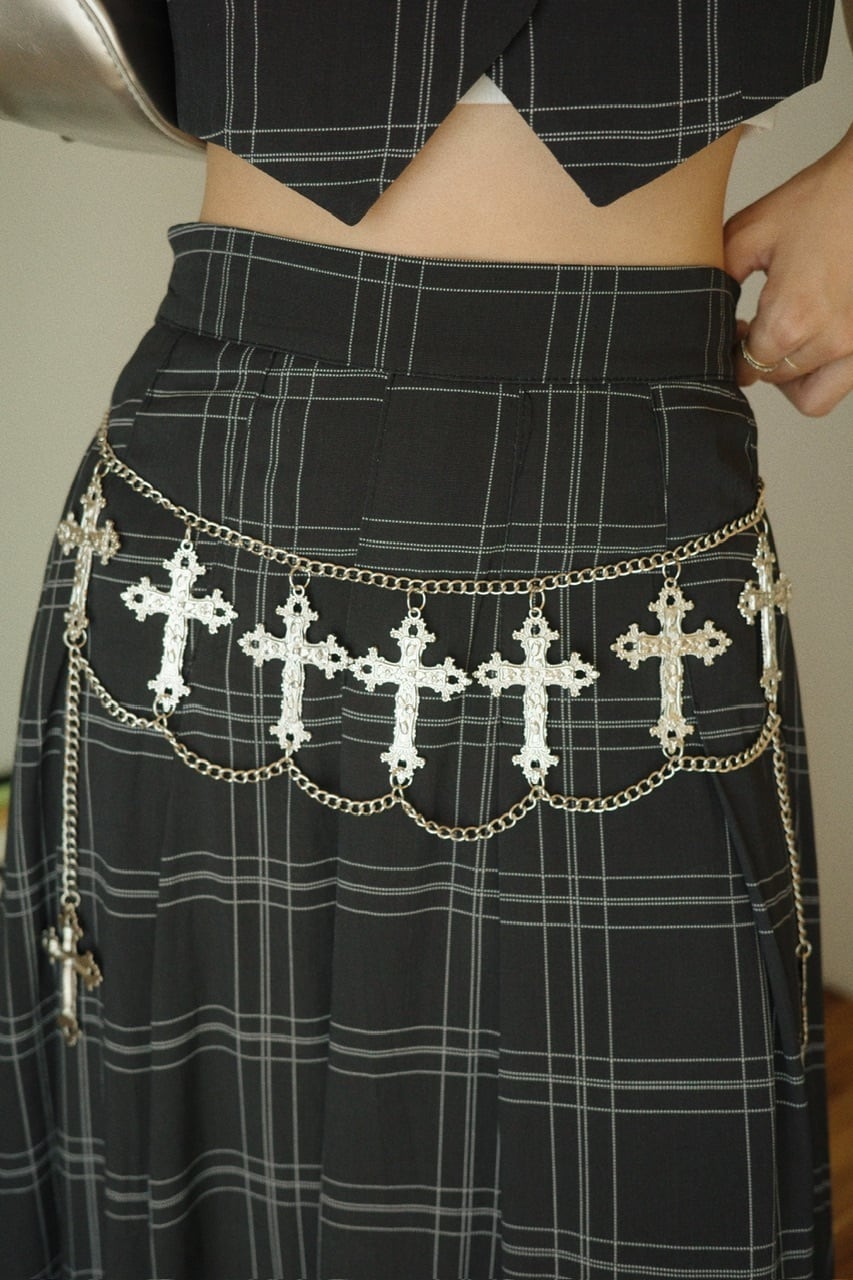 チェックベストスカートセットアップ/ブラック | osrsofficial