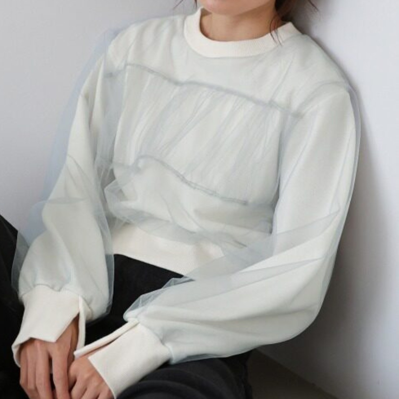 シアーレイヤード ドロップショルダー スウェット 　全4色　 00059