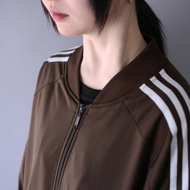 "adidas" 刺繍 front logo and back print logo super over silhouette zip-up jacket