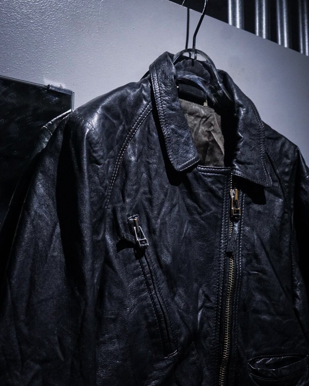 ギミック 本革 レザージャケット 黒 vintage add (C) vintage】Various Gimmick Vintage Leather Jacket | Caka