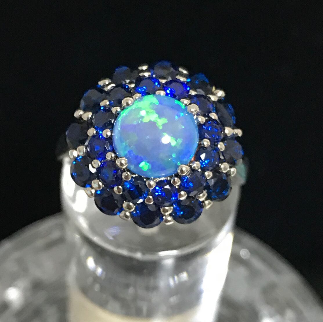 D031 ブルーサファイア オパール レディース 指輪