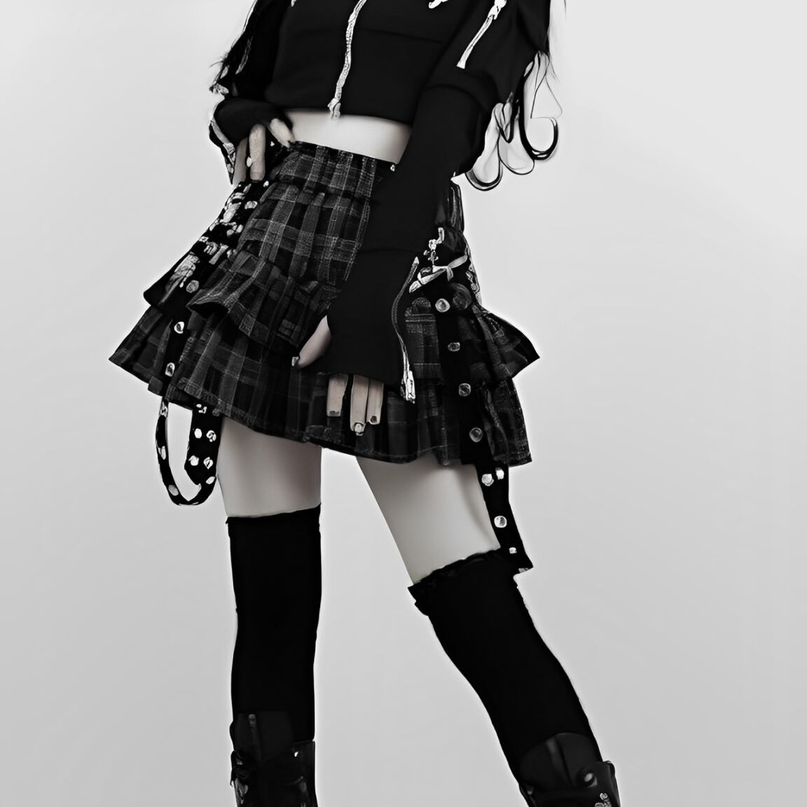 フリルチェックスカート　1187