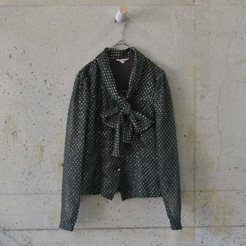 Sparkly textile bow tie blouse