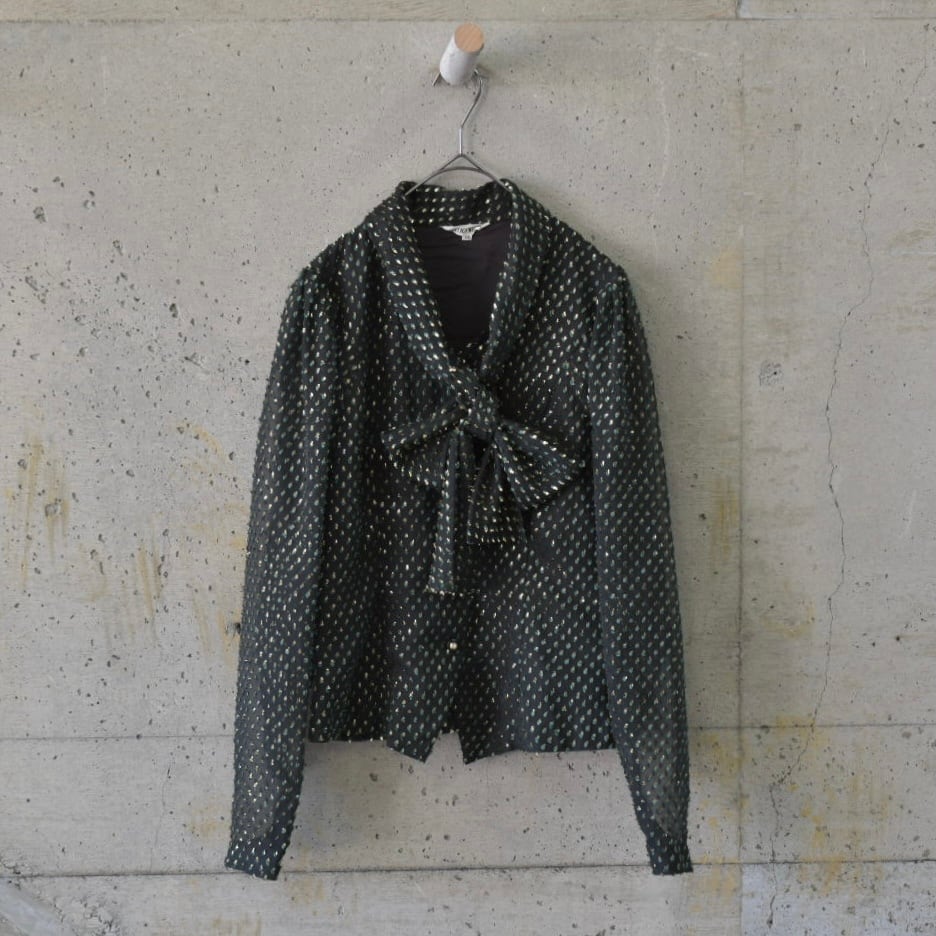 Sparkly textile bow tie blouse