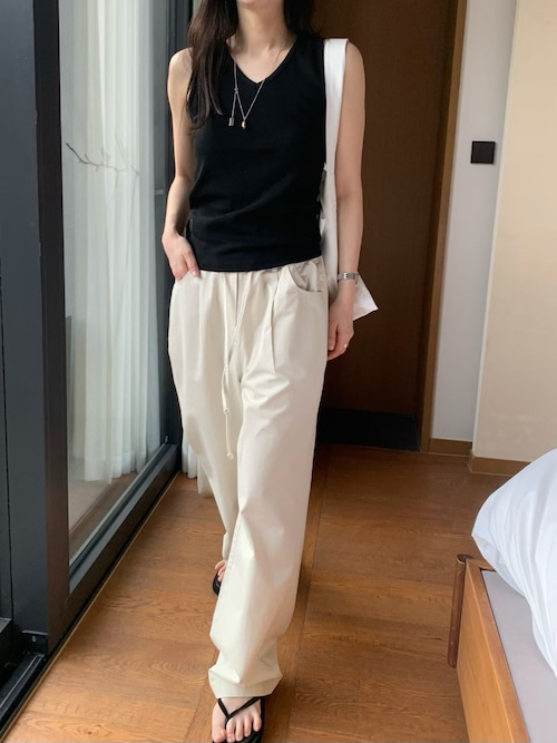 (予約) fl lanel / Herringbone string pants 3color