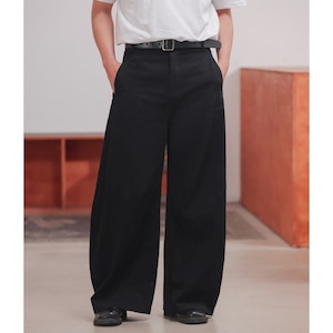 ブラックデニム ルーズストレート トラウザーズパンツ a-1309