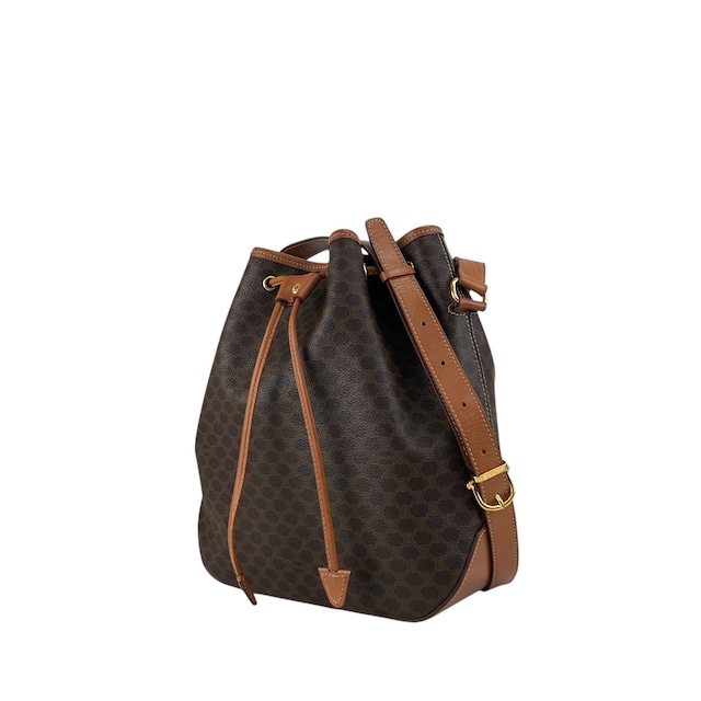 CELINE セリーヌ マカダム ショルダーバッグ ブラウン PVC 巾着 vintage ヴィンテージ オールド wskrpv