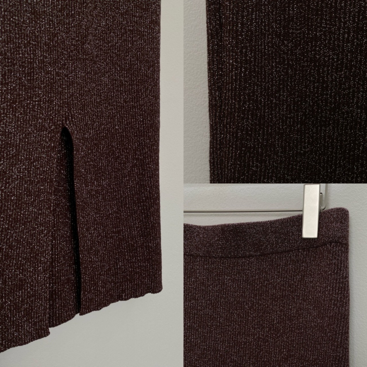 ラメバックスリットタイトSK/ブラウン