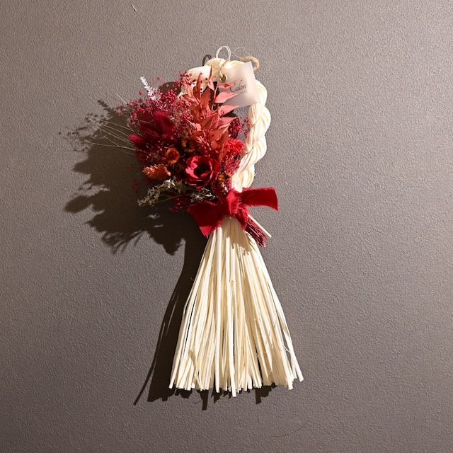 洋風ナチュラルしめ縄【レッド】Y-31 ≪限定１点≫