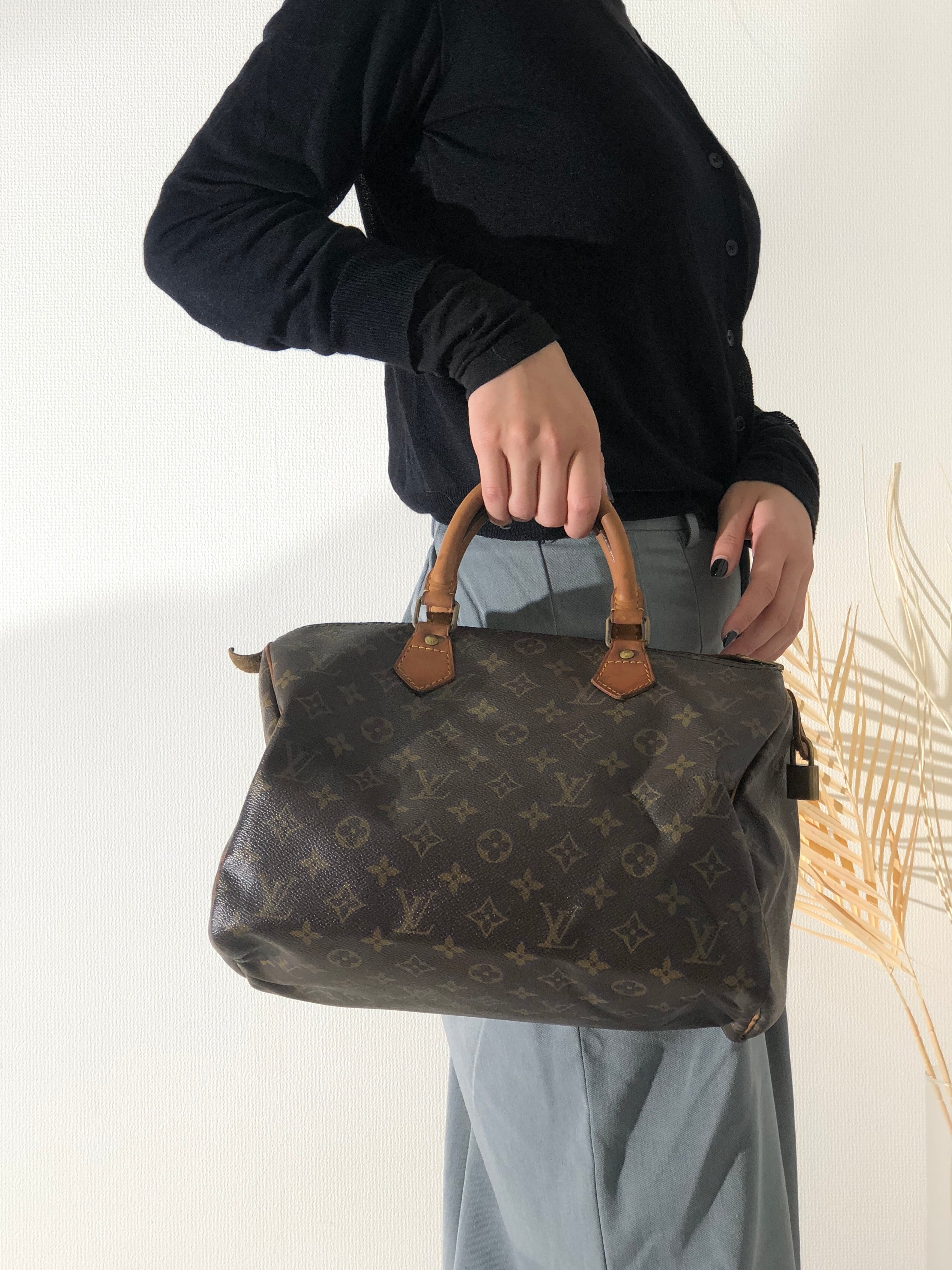 LOUIS VUITTON ルイ ヴィトン　モノグラム　PVC×レザー　スピーディ35　ハンドバッグ　ブラウン　vintage　ヴィンテージ　 ボストンバッグ　オールド　zt45t8 | VintageShop solo powered by BASE