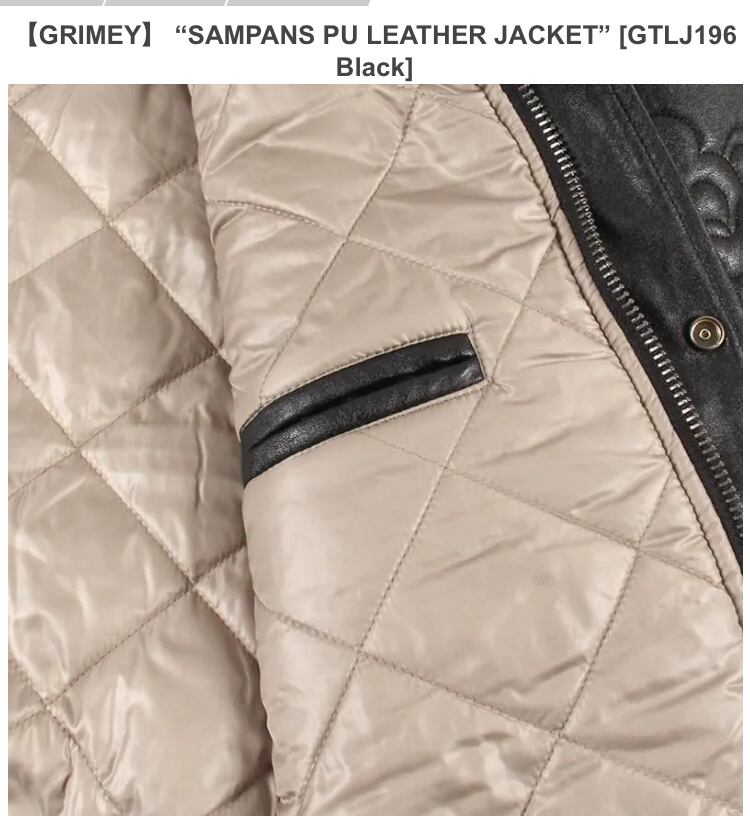 GRIMEY】 “SAMPANS PU LEATHER JACKET” [GTLJ196 Black] | JBOY ONLINE