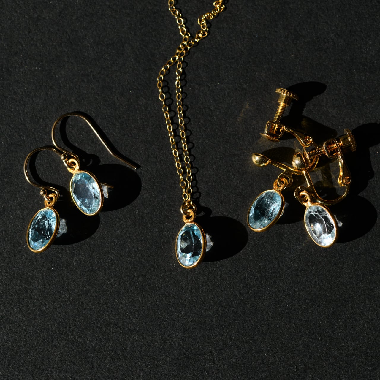 ブルートパーズの天然石ネックレス（Silver925／14kgf） [No.179