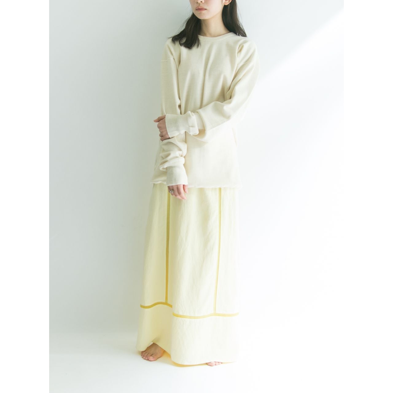 【Made in Estonia】Modal-linen lined maxi skirt（エストニア製 マキシ丈ラインスカート ロング）2d