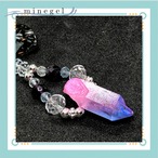 ブルー＆ピンク天然水晶ポイント キーホルダー ✨｜minegel-オーダーメイドできるおしゃれパワーストーンブレスレット
