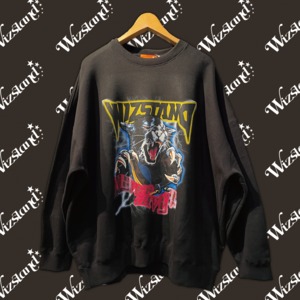 WIZSTAND : BLACK CATCREW SWEAT (BIG SILHOUETTE)