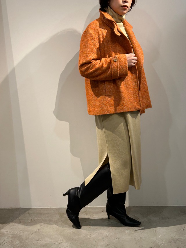 カラーネップツイードコート（オレンジ）
