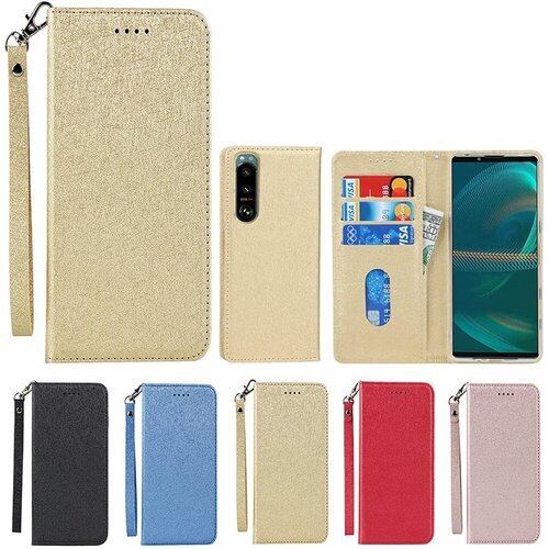 Eastwave for Sony Xperia 5 III ケース for xperia 5iii ケース 手帳型 for xperia5iii caseストラップ付き PU皮革 明るい色 内蔵マグネット 携帯カバー カードポケット スタンド機能 便利 ゴールド 911