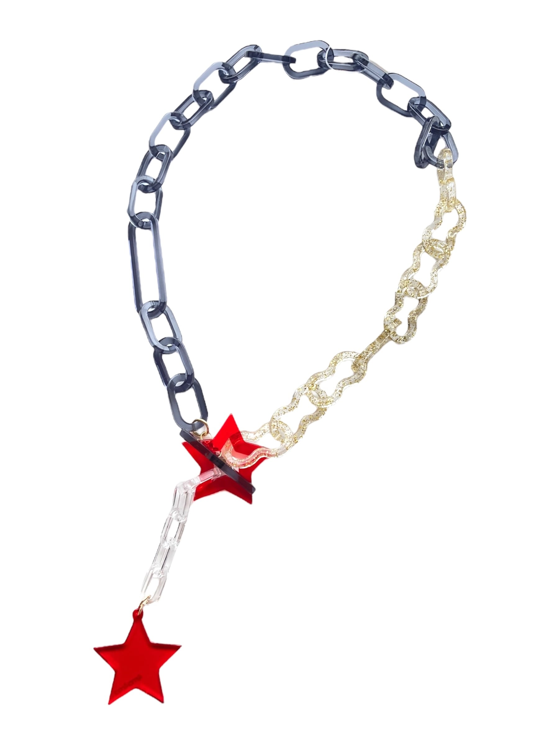 【12/14(日)21:00-12/17(水)12:00まで限定❣️】 4ma4ma / チェーンネックレス(ブラック×ゴールドラメ)