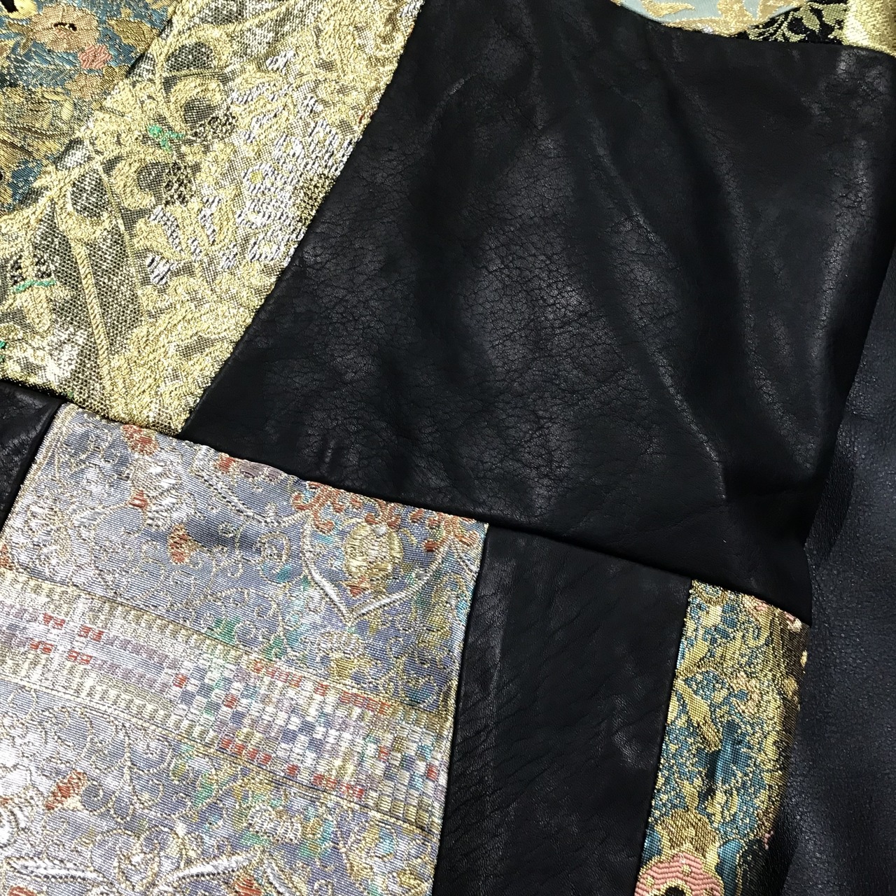 【rd10】再構築 レザー×着物ライダースジャケット  LEATHER ×Kimono MIX RIDERS JACKET  【rd07】