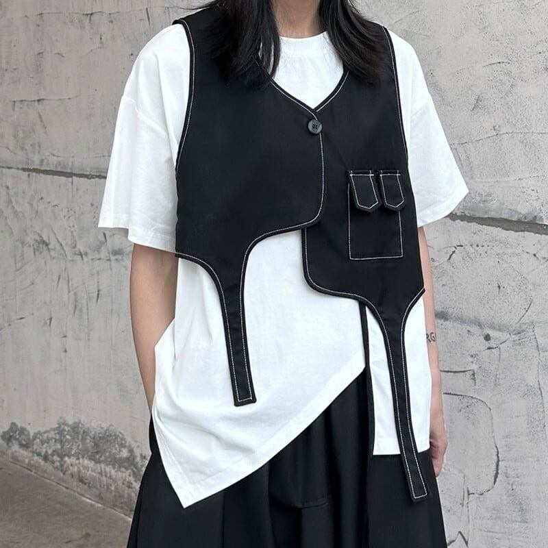 Asymmetry Stitch Vest【TR3236】