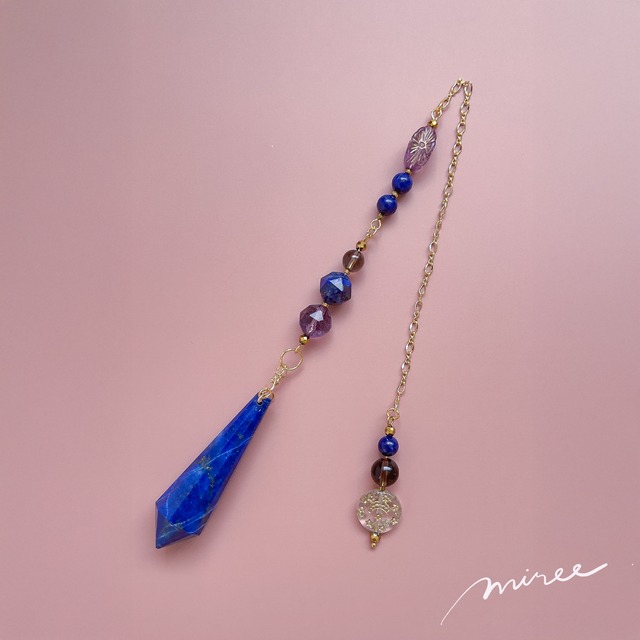 真実へつながる星のしずくペンデュラム【ラピスラズリ×ガーデンアメジスト】lapis lazuli pendulum_19