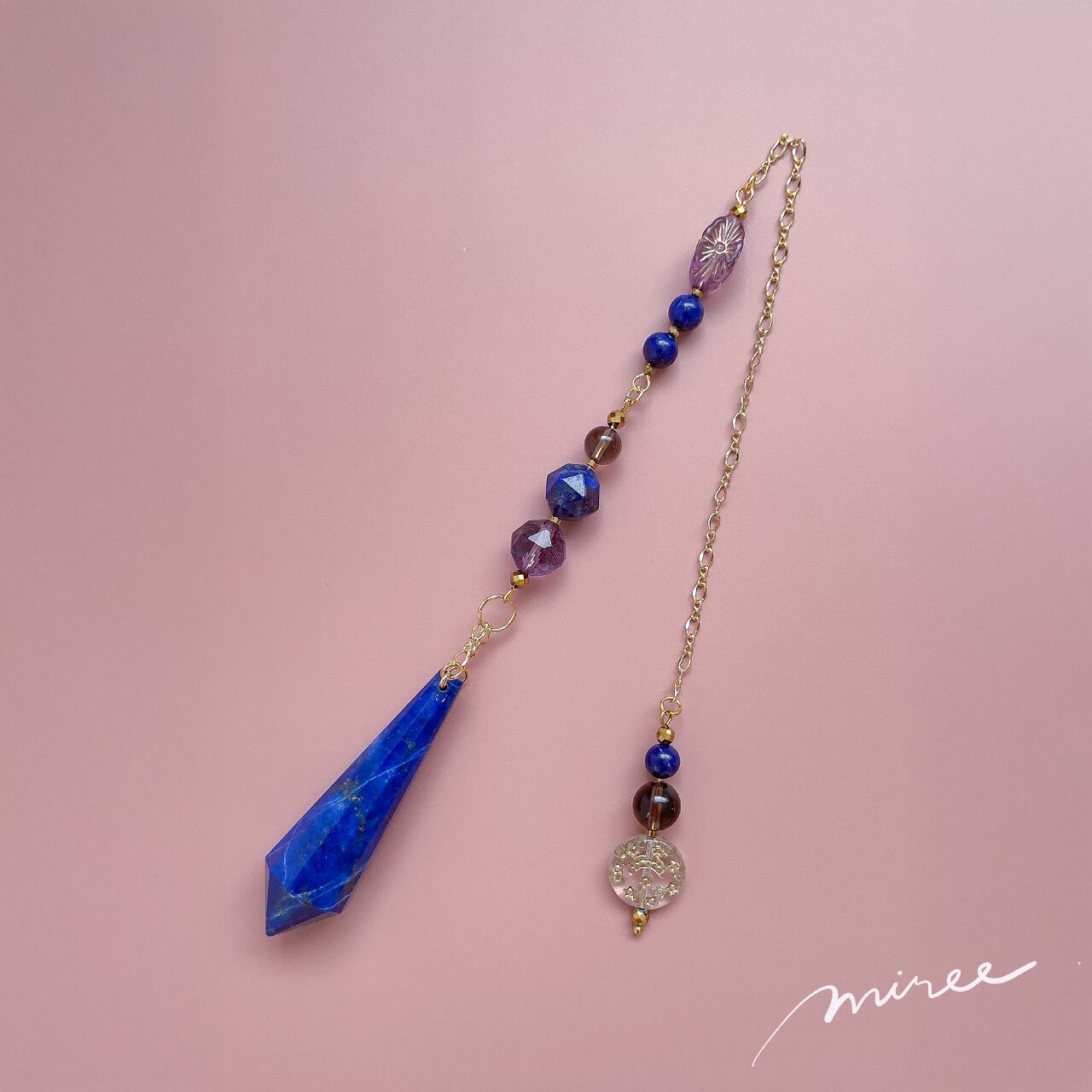 真実へつながる星のしずくペンデュラム【ラピスラズリ×ガーデンアメジスト】lapis lazuli pendulum_19