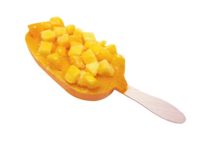 【業務用】 リッチ果実バー マンゴー 90ml×32本入| 濃厚マンゴーシャーベット×果肉トッピング トロピカル 冷凍デザート (北海道・沖縄・離島配送不可)