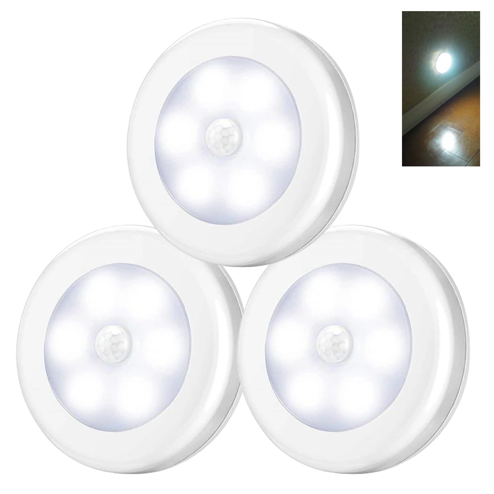 人感センサーライト 室内 屋内 LED フットライト ナイトライト 電池式 コードレス 玄関 明るい 夜間 玄関 トイレ 廊下 足元灯 (白本体白色光)