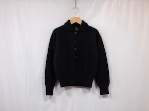 Women’s BATONER” PURE MOHAIR100% CROPPED POLO BLACK”