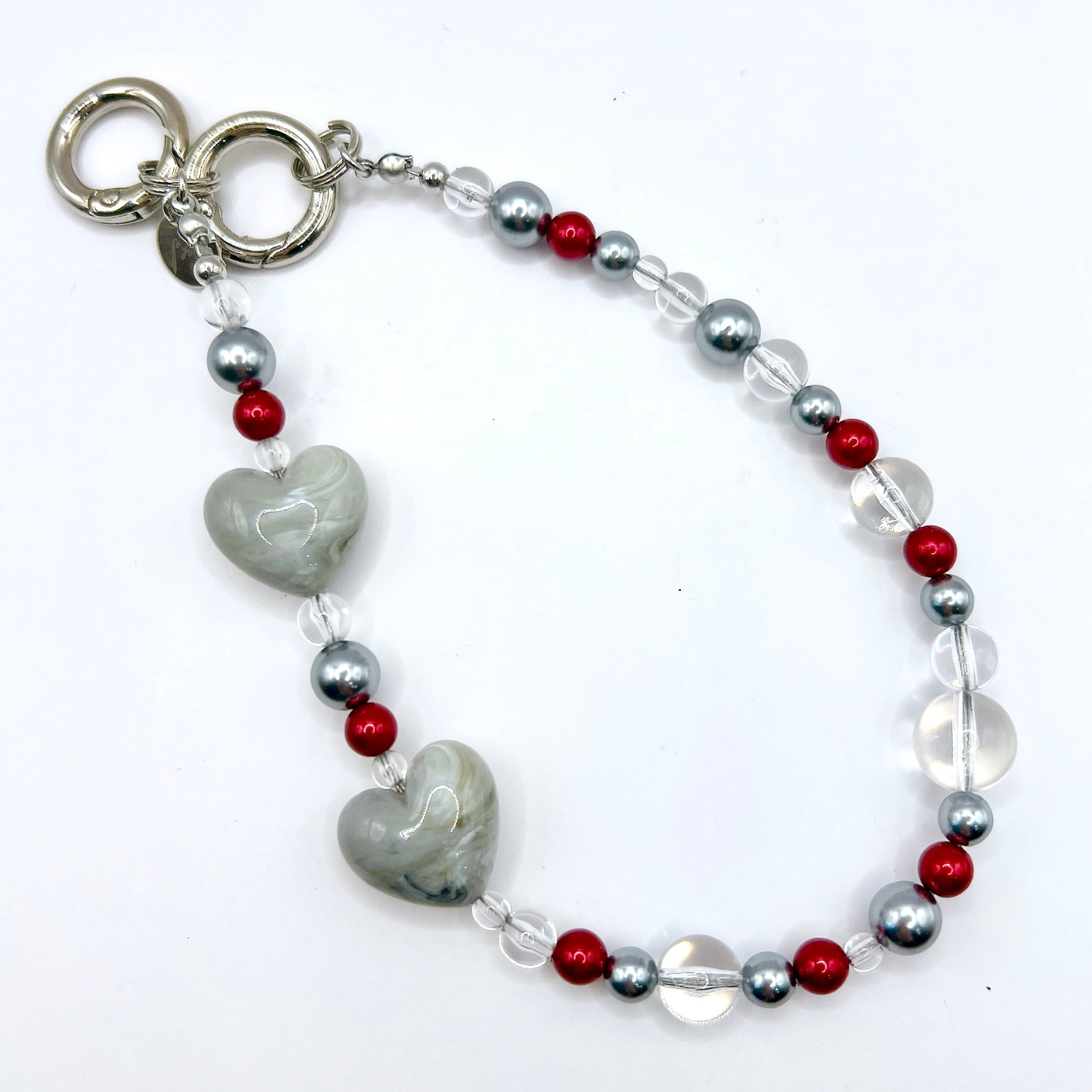 pyolli スマホストラップ 【グレーハート】ショート | ペタロデパート