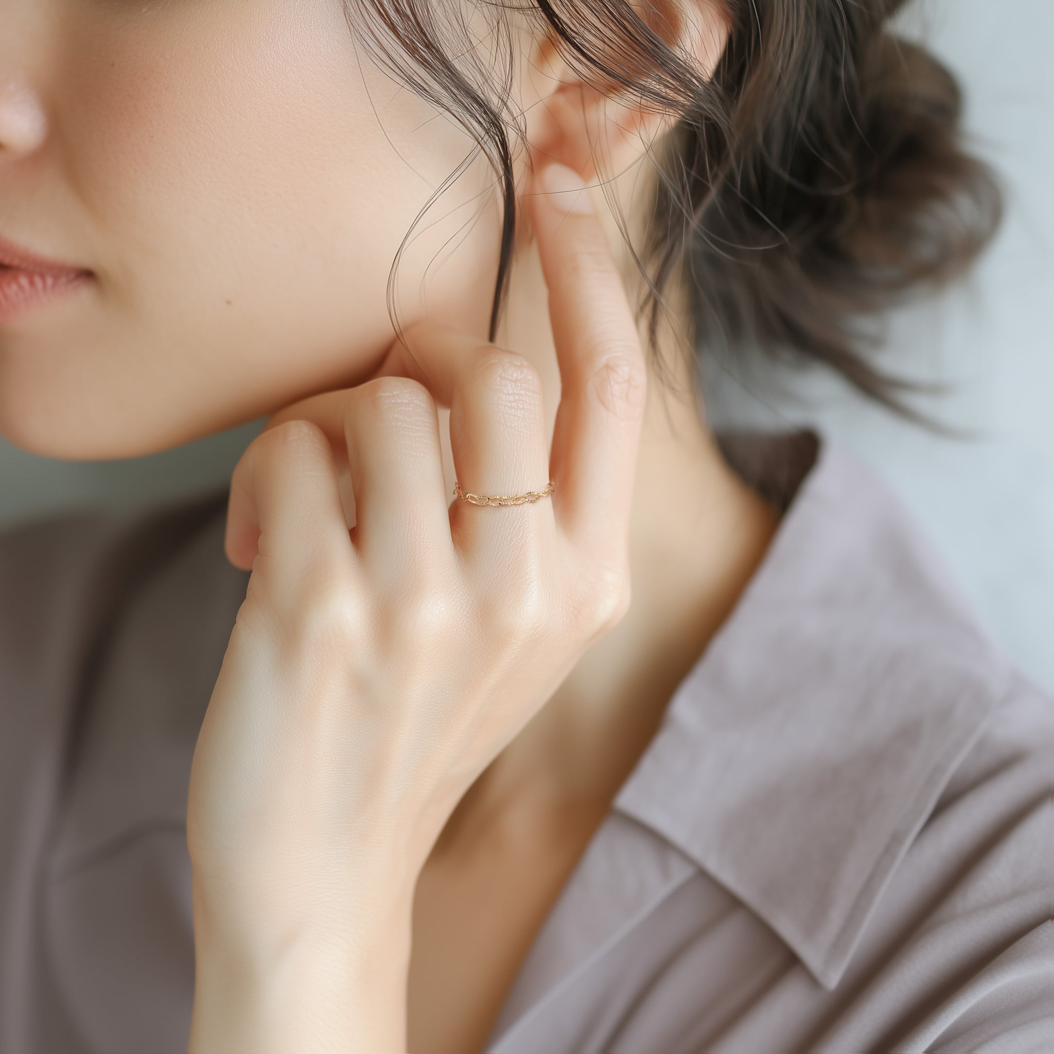 5号～11号〉K18 リップルチェーンリング つけっぱなし No.155#5～11