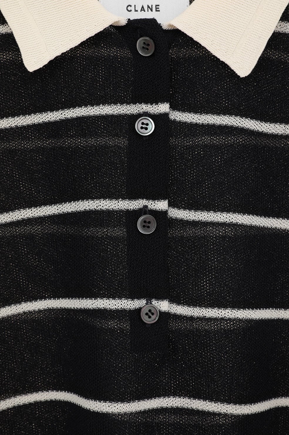 CLANE(クラネ) SPONGY SHEER POLO KNIT TOPS NAVY | サウスオレンジ