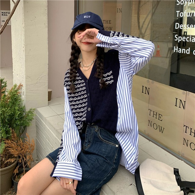 カラーマッチングデザインシャツ　A1099