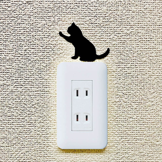 壁用 黒猫シルエットシール おやこ 猫 ねこ ネコ キャット Cats かべスイッチ 壁 カベ かべ ウォール おしゃれ かわいい 子供部屋 汚れ隠し 贈り物 プレゼント ギフト Gift Shop The Cat Who 猫雑貨 長崎の変グッズ Baseec