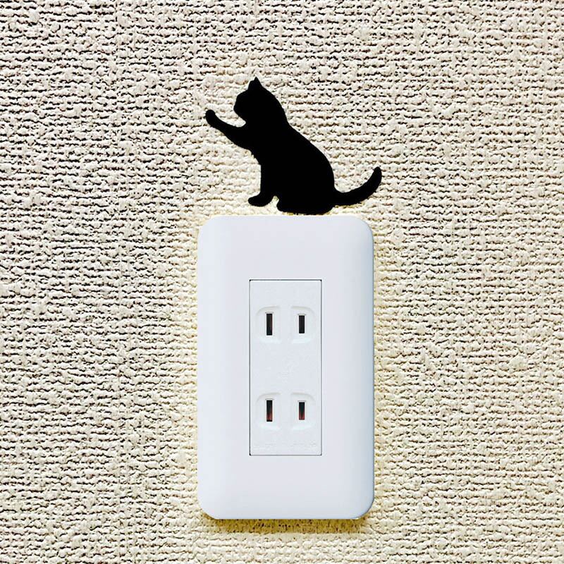 壁用 黒猫シルエットシール トントン 猫 ねこ ネコ キャット Cats かべスイッチ 壁 カベ かべ ウォール おしゃれ かわいい 子供部屋 汚れ隠し 贈り物 プレゼント ギフト Gift The Cat Who 猫雑貨商品 長崎の変 猫キャラグッズ等を販売