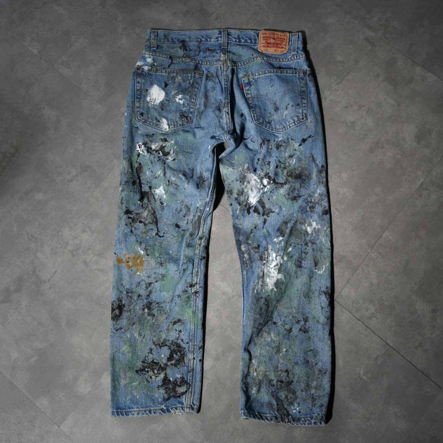 希少 W34 リーバイス502 ペイントデニムパンツ カーゴパンツ ワークパンツ Levi's 505 W34×L29 Denim Pants 