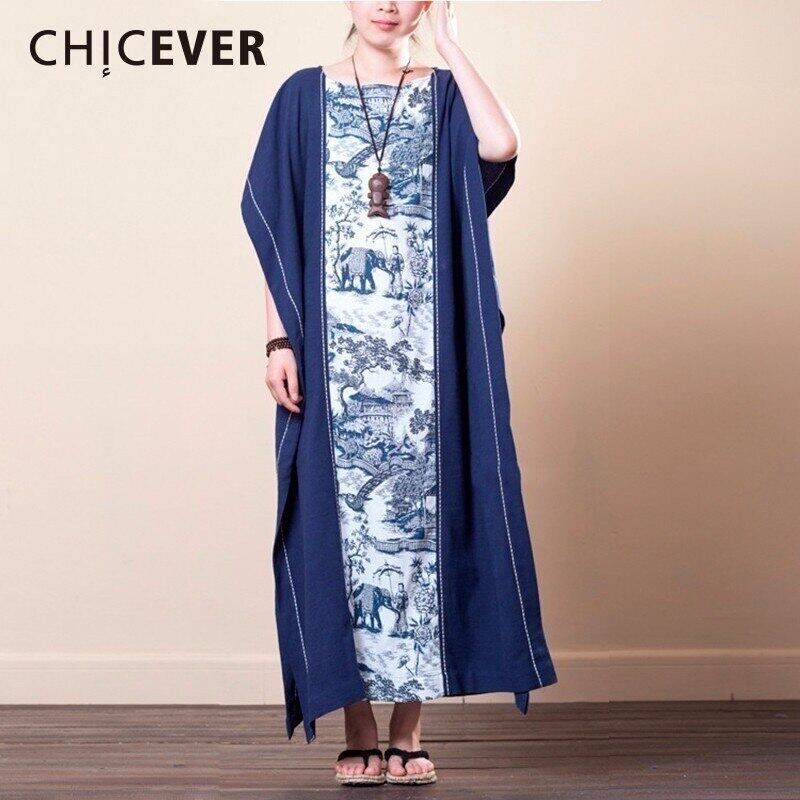 CHICEVERPrinrサマードレスレディースハーフバットウィングスリーブサイドスプリットレディースドレスラージビッグサイズ古着 夏物 ビンテージ 6base566480624943