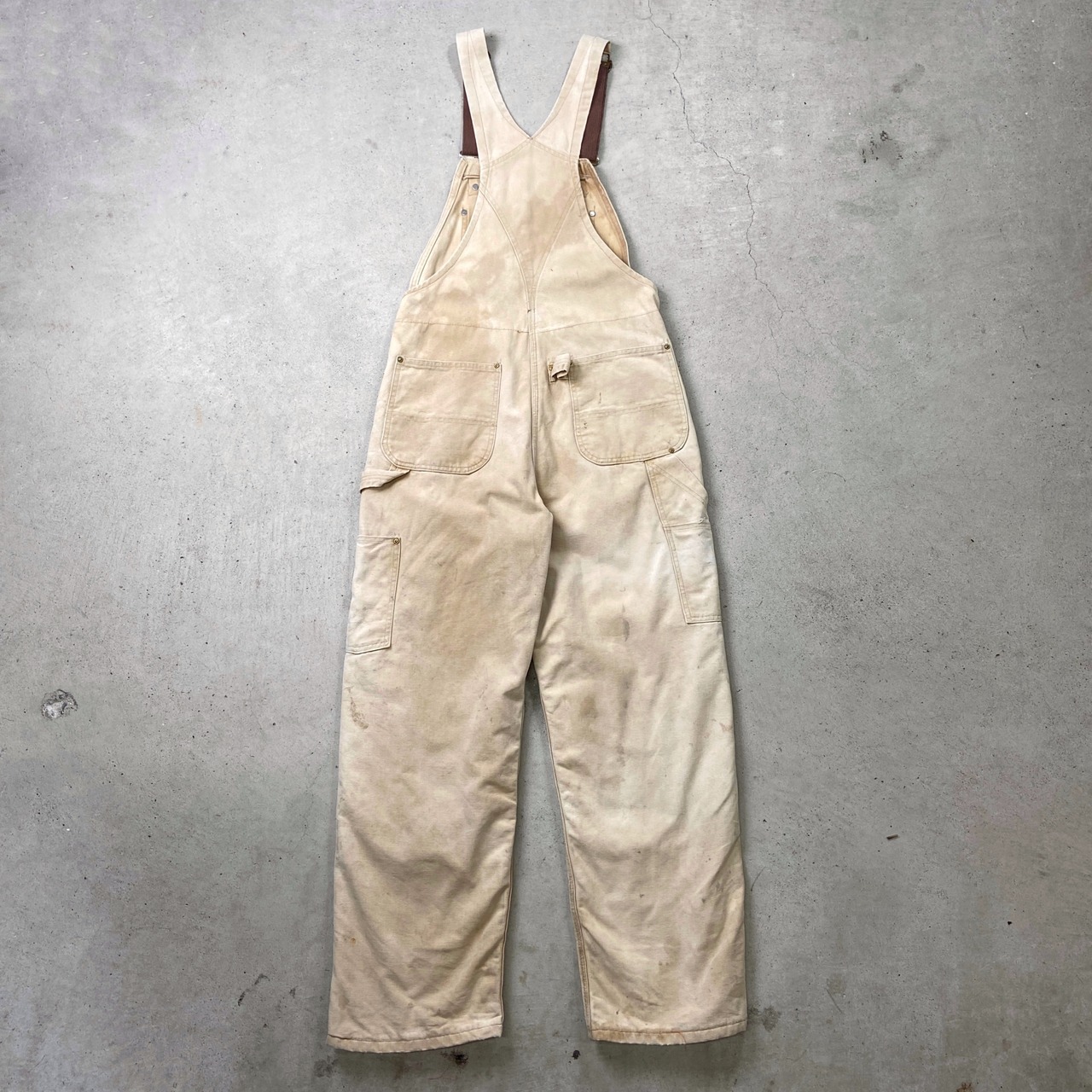 80年代 Carhartt カーハート ダック地 オーバーオール ダブルニー 裏地 