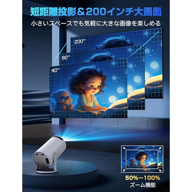 プロジェクター 家庭用【2025年進化モデル・27000LM・4K対応】超小型