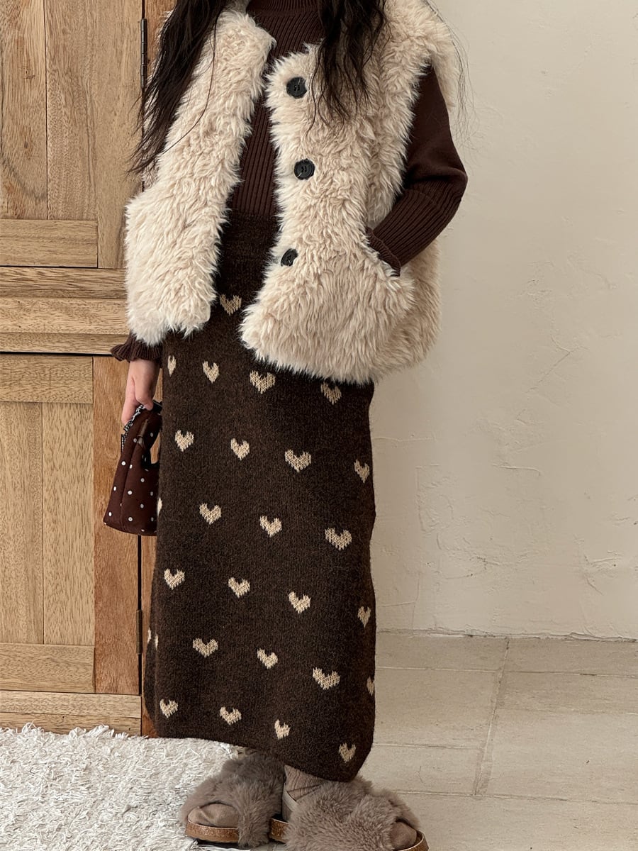 ハートニットロングスカート