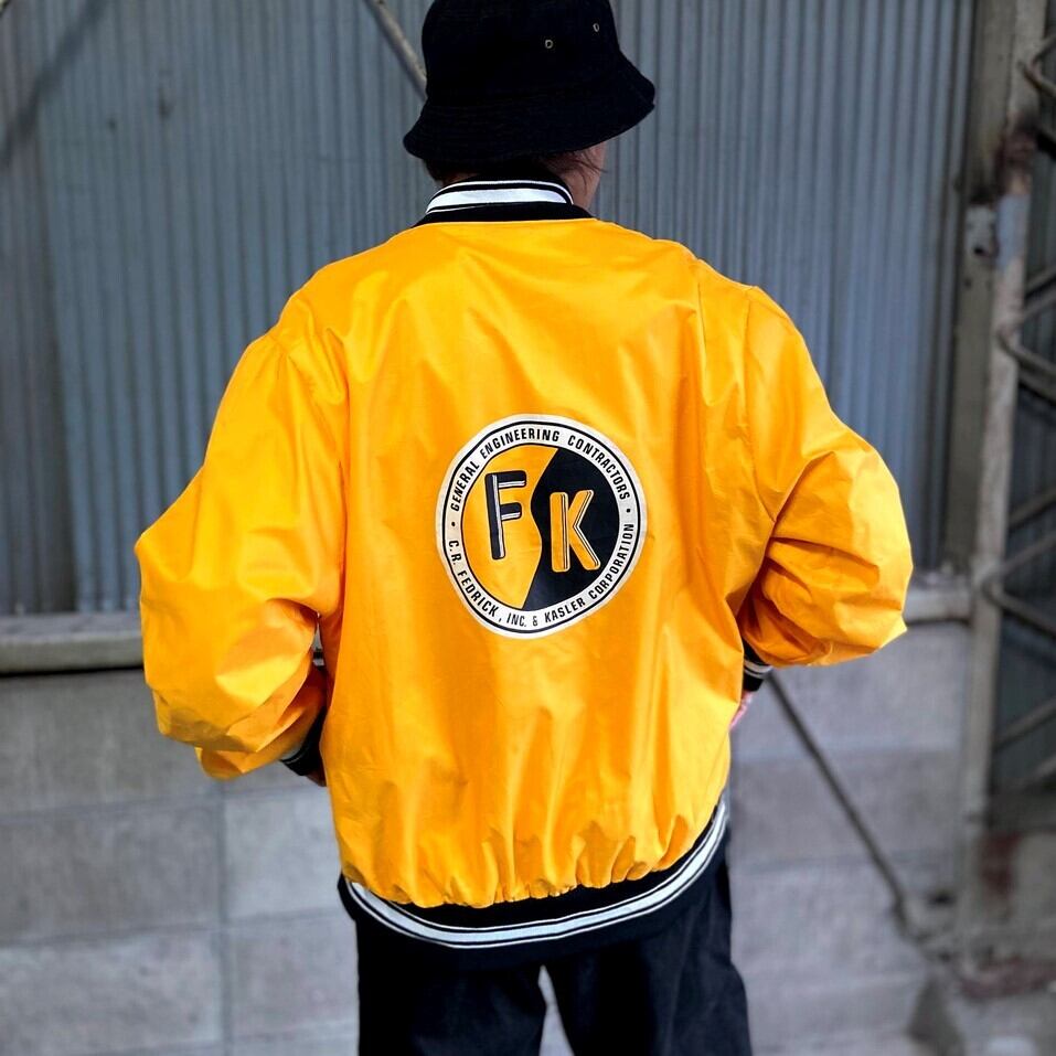 80年代 TROPHY JACKETS FK 企業ロゴプリント ナイロン